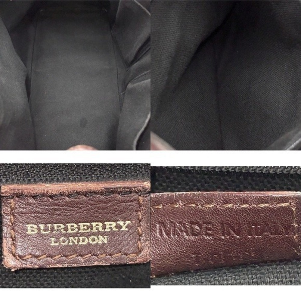 Burberry Brown Leather Harmarket Nova Check Coated Canvas Small Buckle Tote Bag - Picture 8 of 8